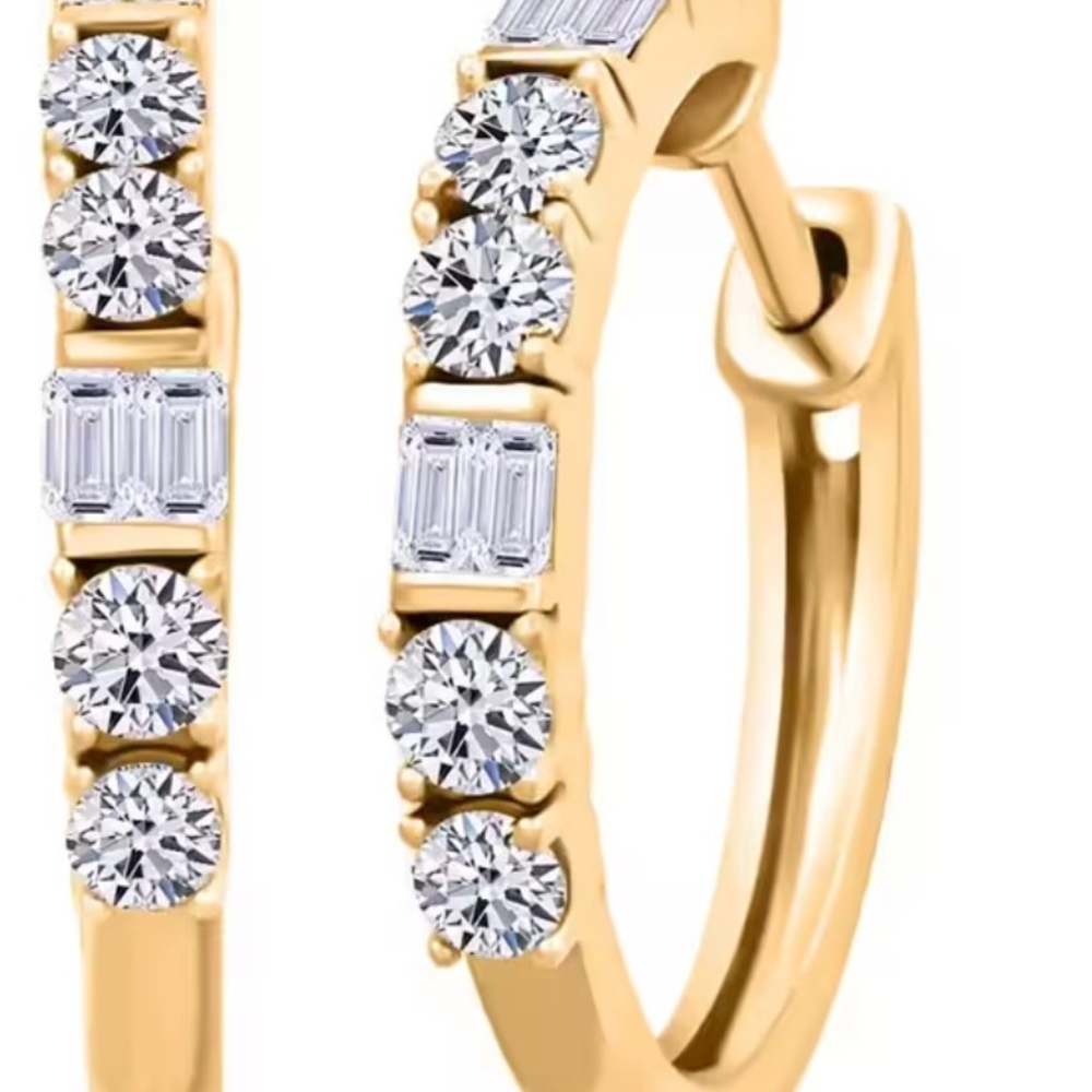 Lab Grown Diamond 1.00 Carat Diamond Earrings in 14K Gold Over Sterling Silver
